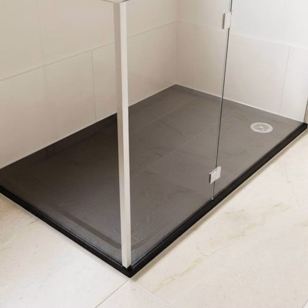 Balterley Black Rectangular Mineral Cast Slate Effect Anti-Slip Shower Tray, W: 140 cm, D: 90 cm – 3