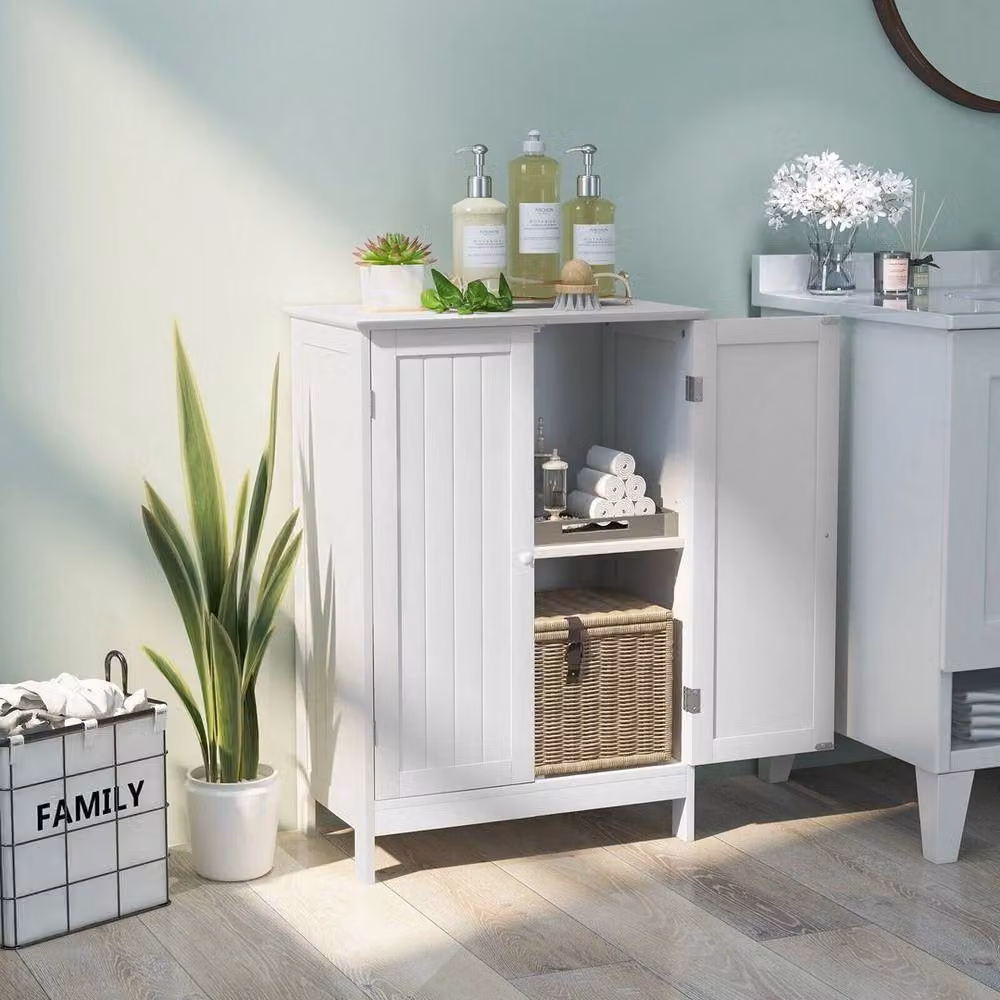 Kelvenix Modern Free Standing Bathroom Floor Cupboard in White Matt MDF – 3