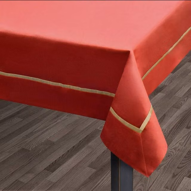 Kitchen Trends Kensington Bordered Faux Silk Tablecloth in Red, Width: 50 cm