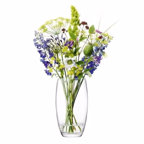 LSA International Flower Barrel Bouquet Vase, Clear Handmade Glass, H 29 cm x W 16.4 cm x D 16.4 cm
