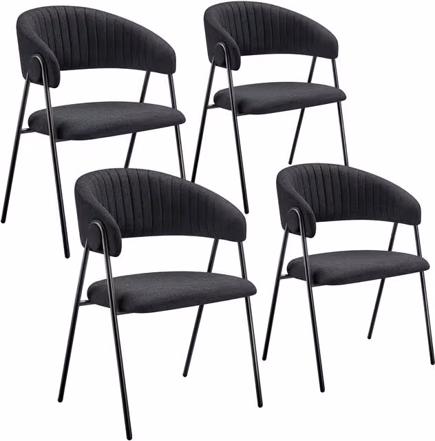 tectake Bedano Set of 4 Dining Chairs in Black Fabric with Metal Legs – 10