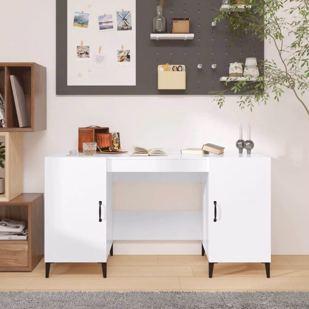 Berkfield Home High Gloss White Computer Desk W/D/H: 140 x 50 x 75 cm – 2