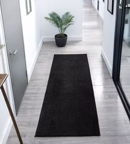 Desire Rugs Plain Black Non-Slip Washable Hallway Runner Rug, W: 60 cm, L: 200 cm – 1