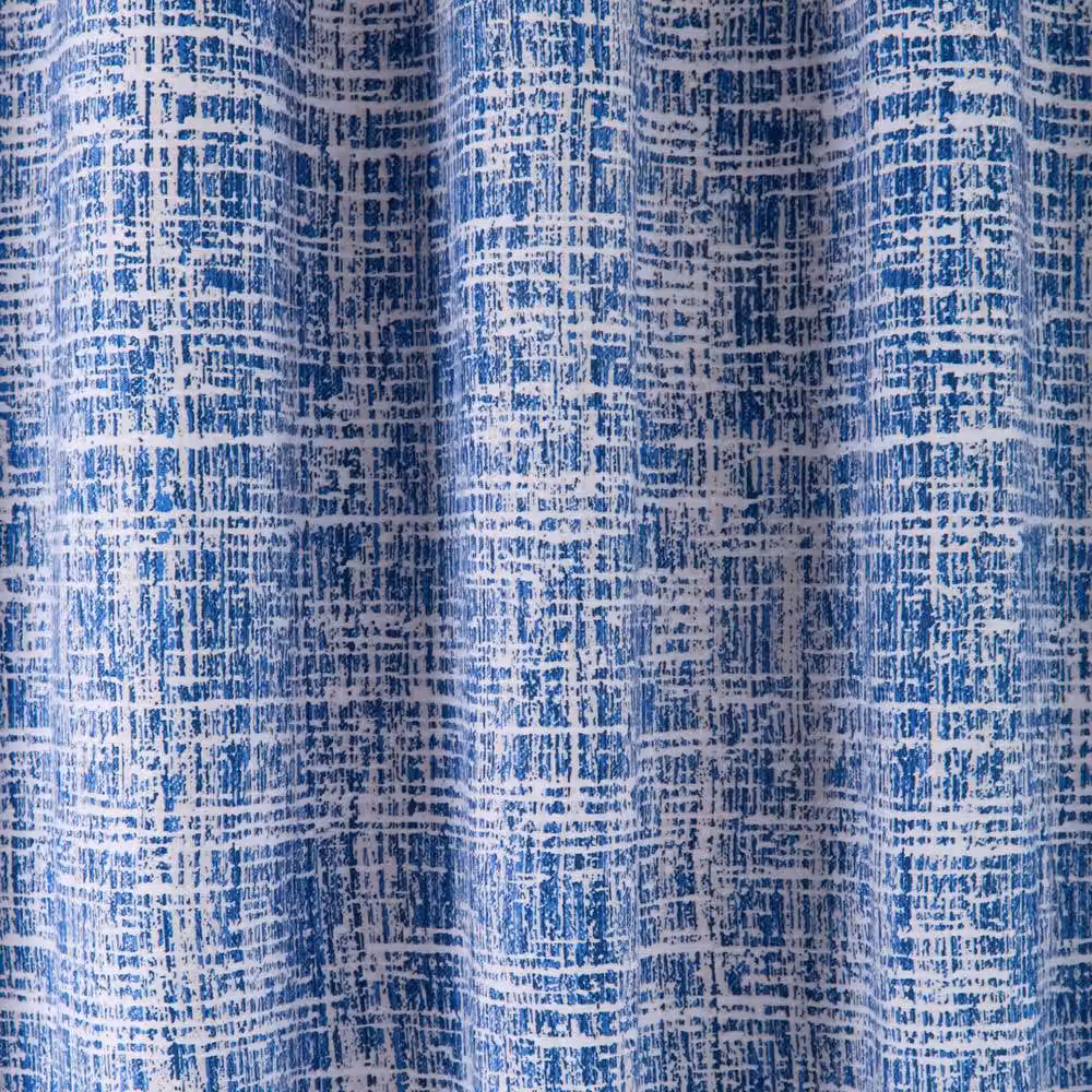 Portfolio Home Maine Geometric Abstract Blue Eyelet Curtain Set, 2 Panels, Width: 168 cm, Drop: 183 cm – 2
