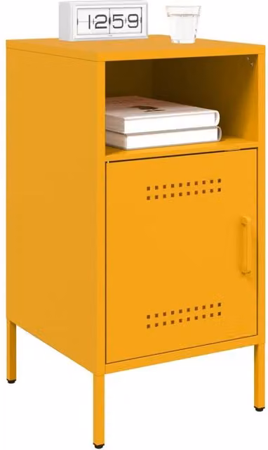 Berkfield Home Sturdy Metal Bedside Cabinets, 2 Pack, Mustard Yellow, W/D/H: 36 x 39 x 68 cm – 1