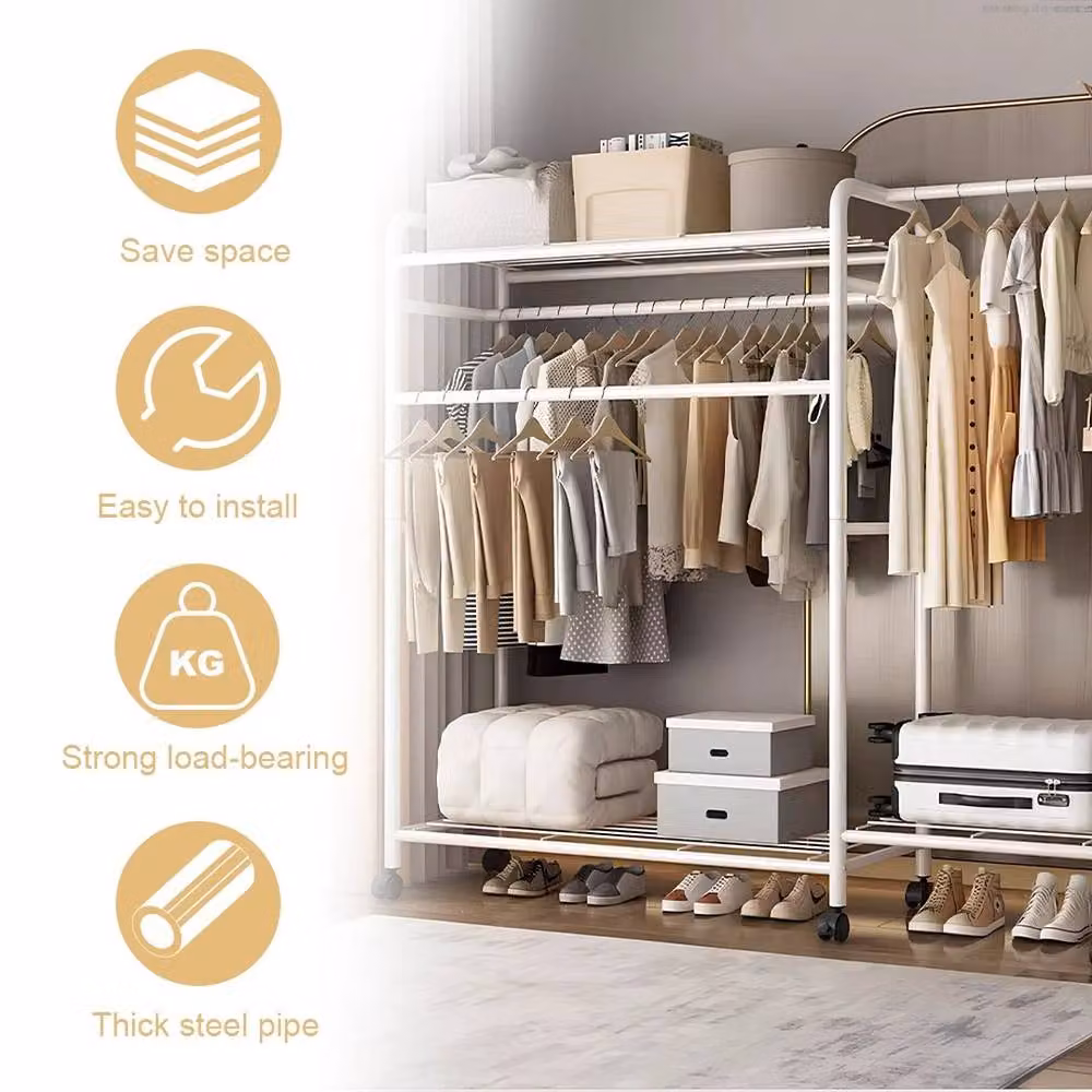 EONLION White Metal Clothes Rail with 120kg Load Capacity – 3