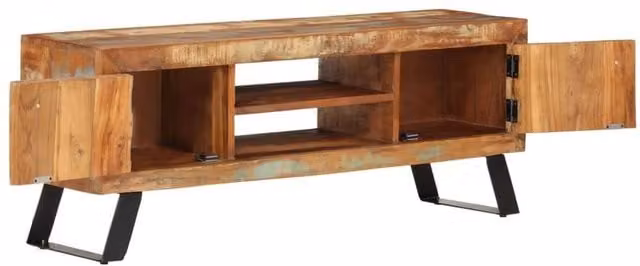 Berkfield Home Rustic Reclaimed Solid Wood TV Cabinet in Brown, W/D/H: 112 x 30 x 45 cm