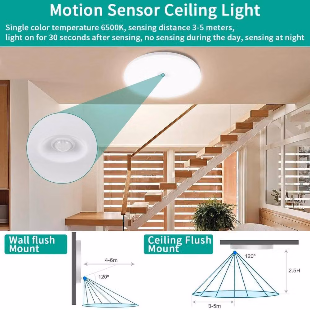 PAWNORA White LED Ceiling Light with PIR Motion Sensor – 4