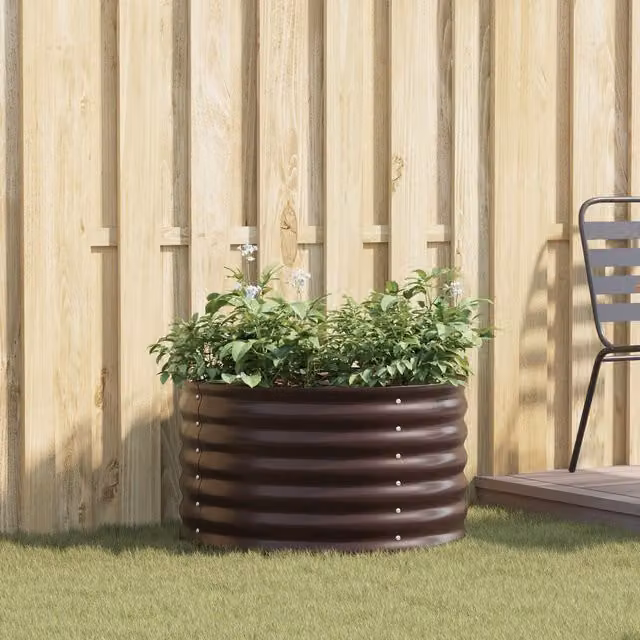 Berkfield Home Garden Raised Bed in Brown Galvanised Steel, W/D/H: 80 x 80 x 44 cm