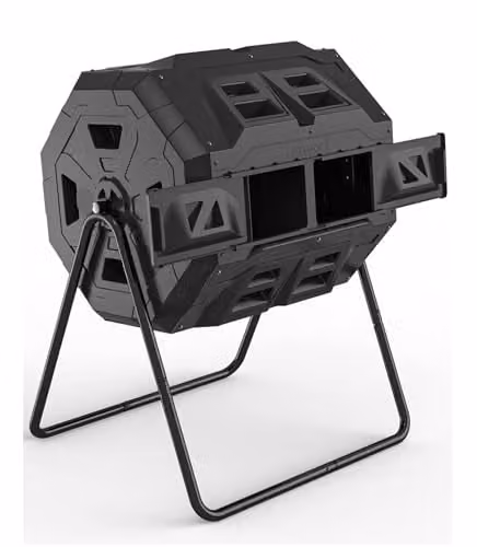 Hygrad Built to Survive 160L Dual Rotating Outdoor Garden Compost Tumbler Bin in Black