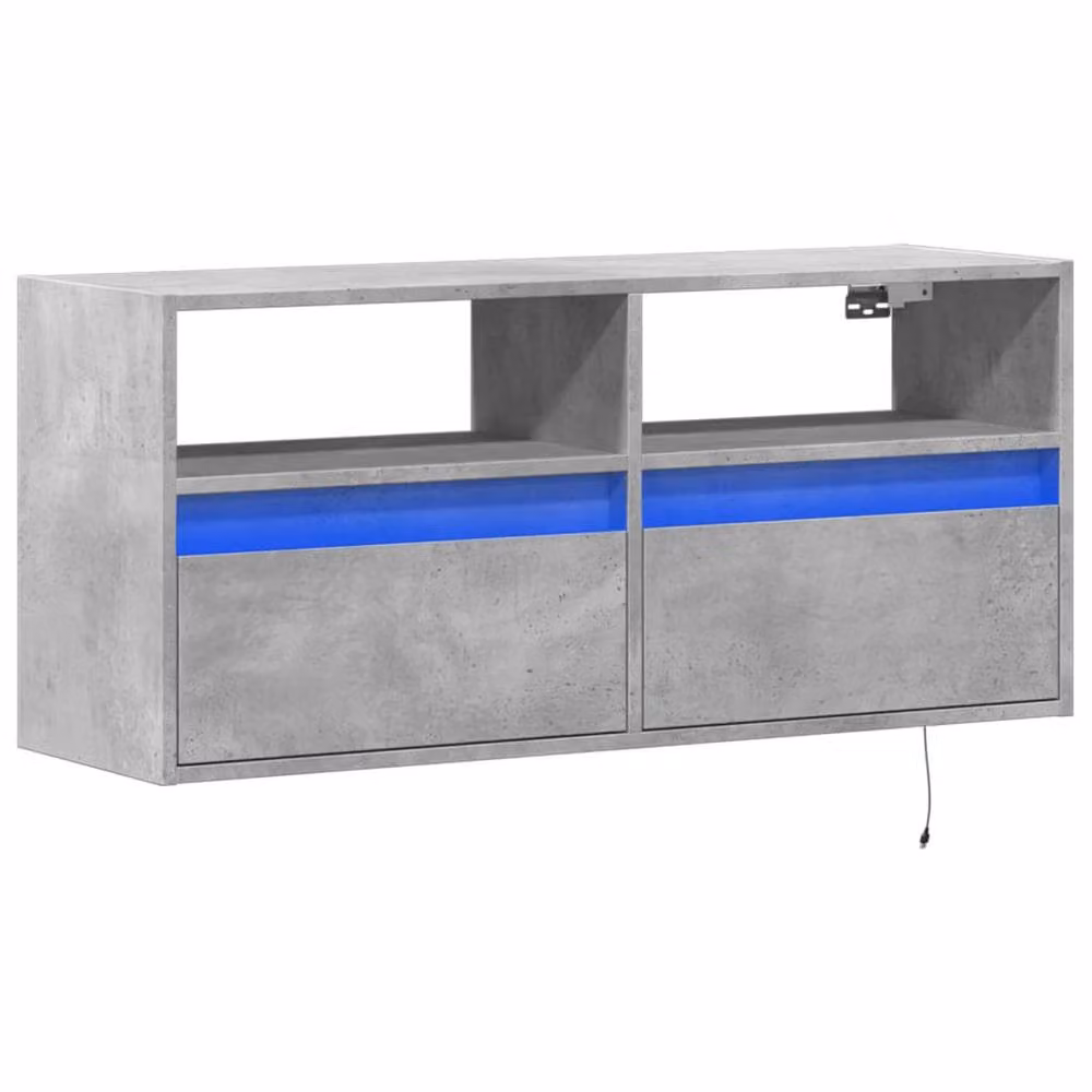 Berkfield Home Modern TV Wall Cabinet with LED Lights in Concrete Grey, W/D/H: 100 x 31 x 45 cm – 2