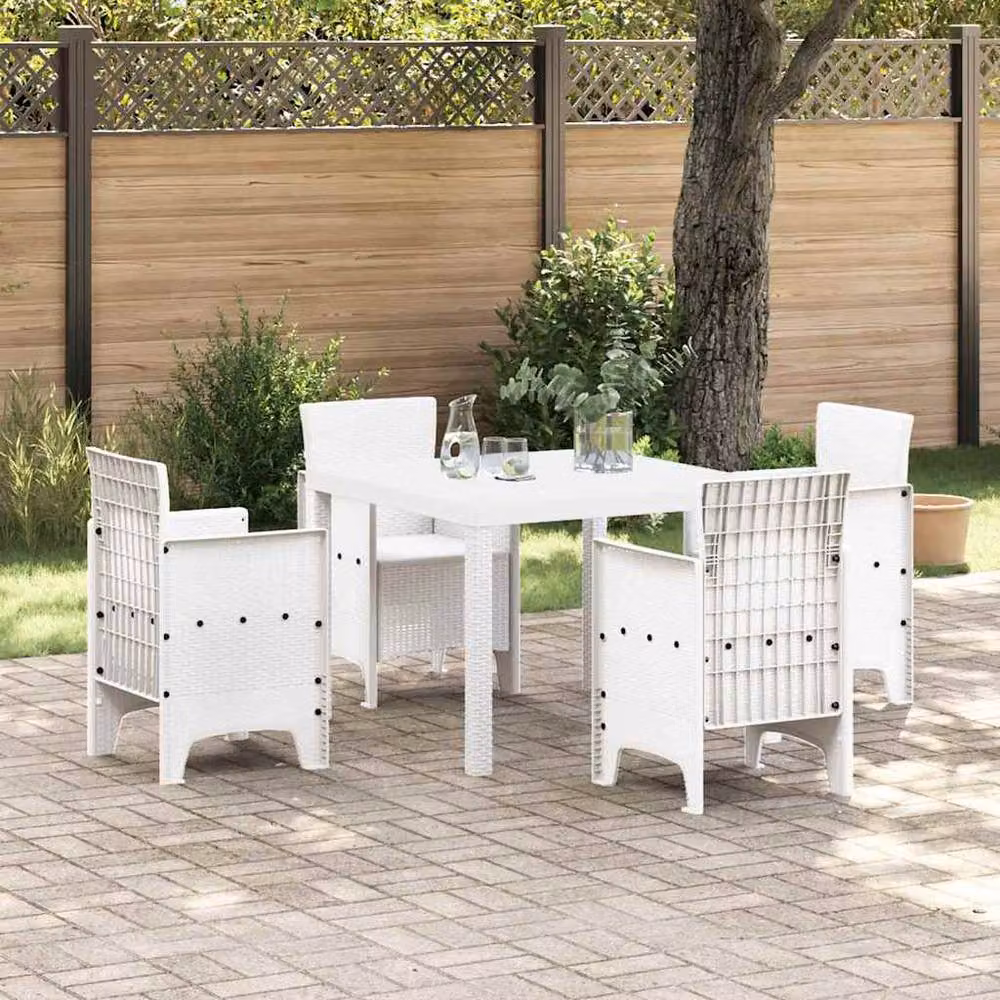 Berkfield Home White Poly Rattan Garden Table, W/D/H: 100 x 100 x 73 cm – 2