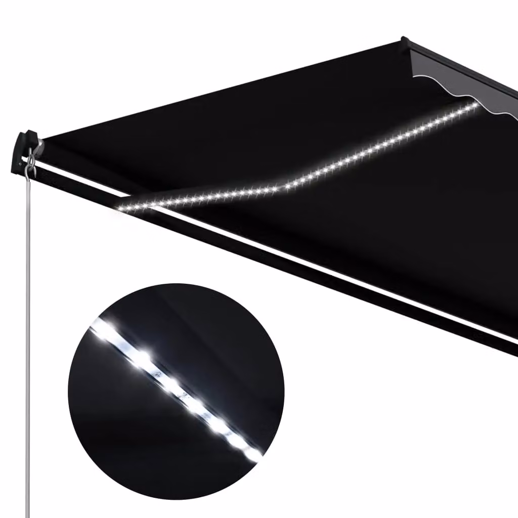 Berkfield Home Manual Retractable Awning with LED, Anthracite and Black, W: 350 cm, D: 250 cm – 5