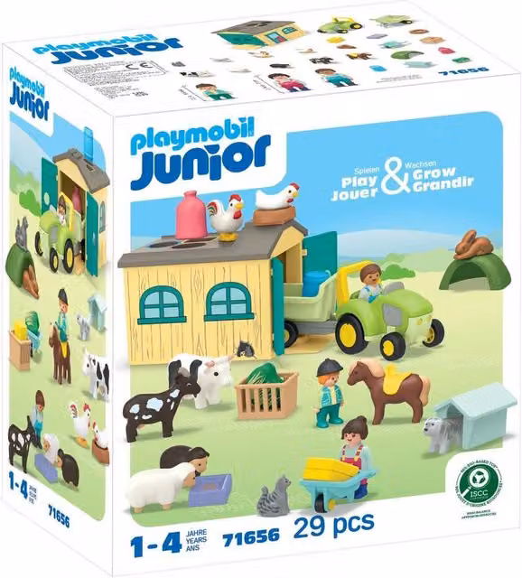 Playmobil Farm Adventure Playset with Tractor and Animals in Red, Green and Multicolour