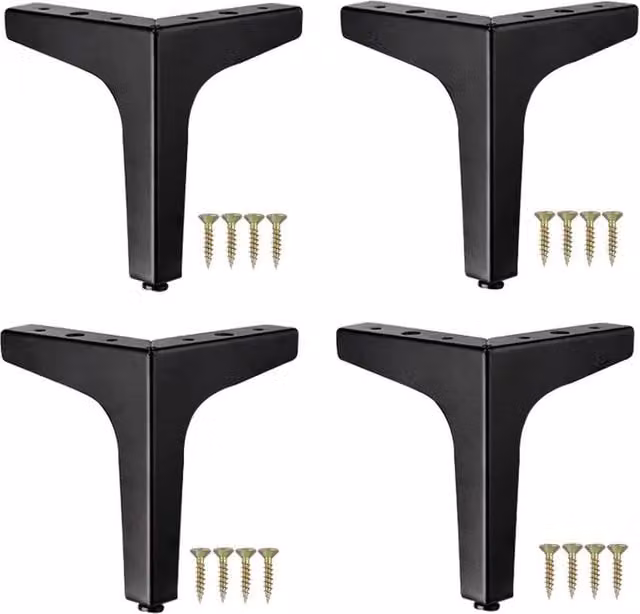 FLAVORA Black 4-Piece Sofa Leg Replacement Set, Height: 52 cm