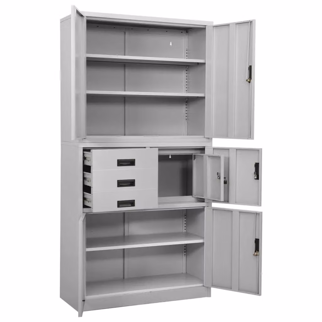 Berkfield Home Office Steel Cabinet in Matt Grey, W/D/H: 90 x 40 x 180 cm – 2