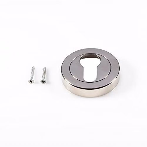 Loops 50mm Euro Profile Round Escutcheon Keyhole Cover in Polished Nickel Silver with Concealed Fix – 2