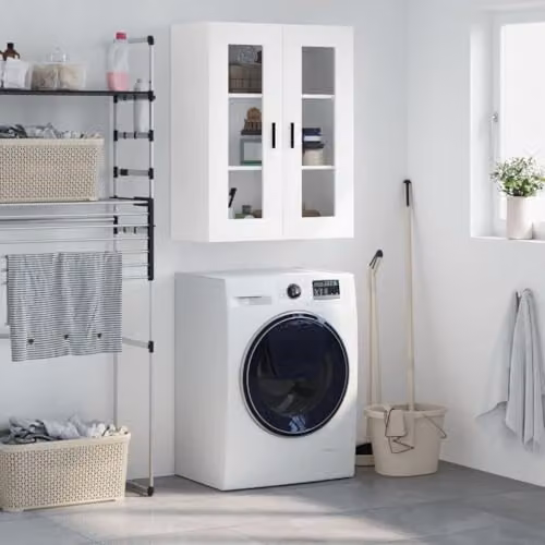vidaXL Modern Wall Mounted Cabinet in White W/D/H: 69.5 x 34 x 90 cm – 2