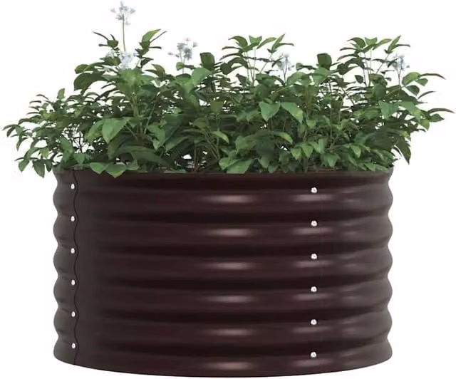 Berkfield Home Garden Raised Bed in Brown, Made from Galvanised Steel, W/D/H: 80 x 80 x 44 cm – 1
