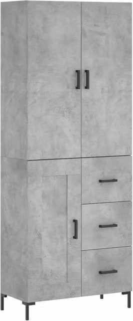 Berkfield Home Industrial Highboard in Concrete Grey, W/D/H: 69.5 x 34 x 180 cm – 1