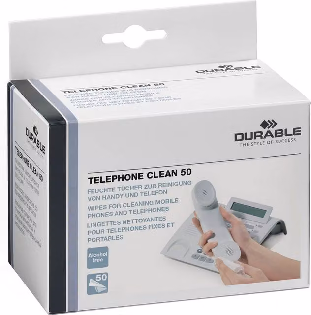 Durable White Telephone Cleaning Wipes 50 Pack