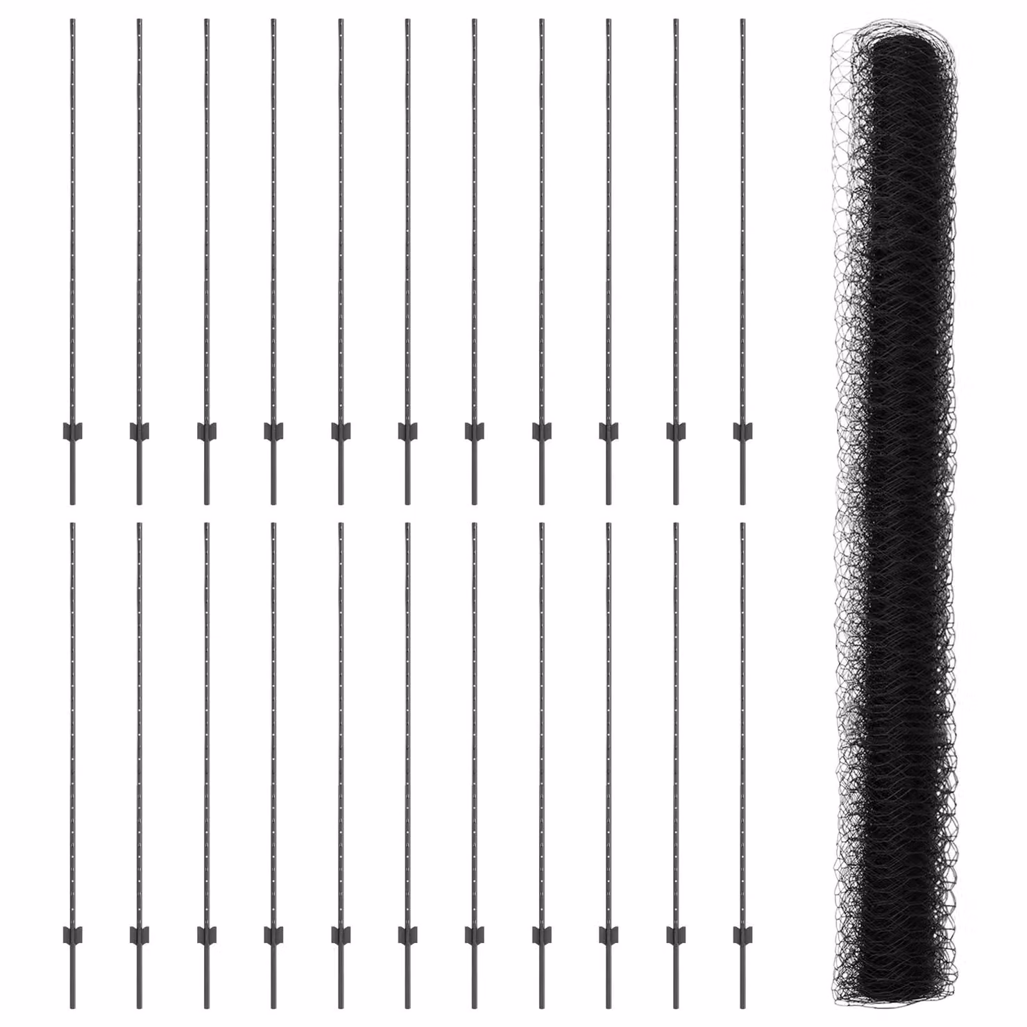 Berkfield Home Grey Steel Hexagon Fence and U-Channel Fence Posts Set, 22 pcs, Height: 160 cm – 2