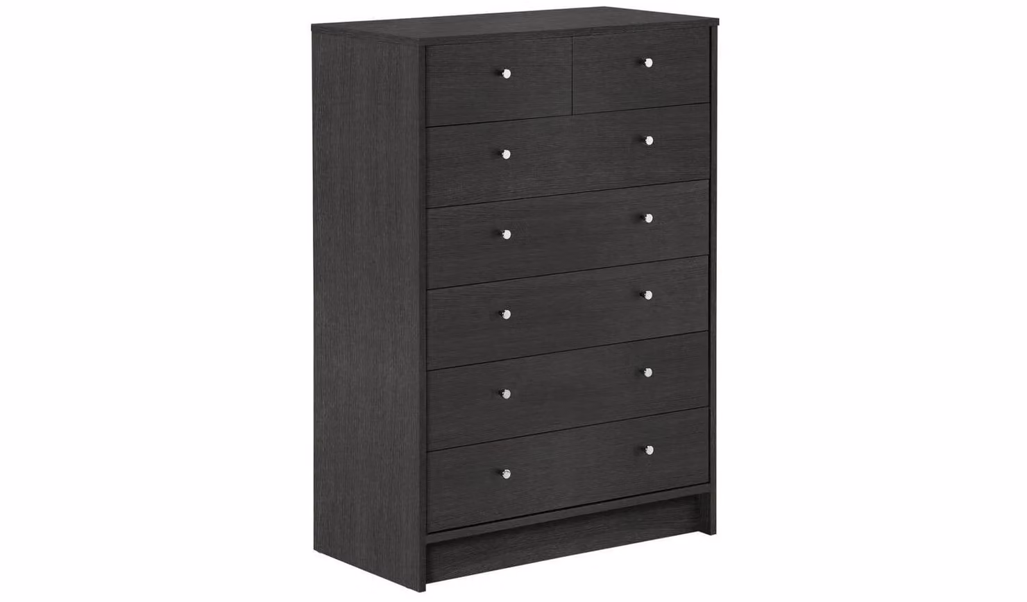 Malibu 7 Drawer Chest Black Oak Effect Modern Bedroom Storage Organiser W/D/H: 75 x 39.5 x 110 cm
