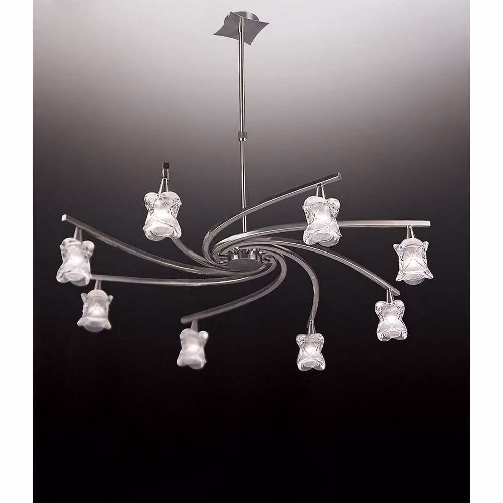 Netlighting Rosa Del Desierto Telescopic Pendant Light with 8 G9 Lights in Grey and Satin Nickel – 2