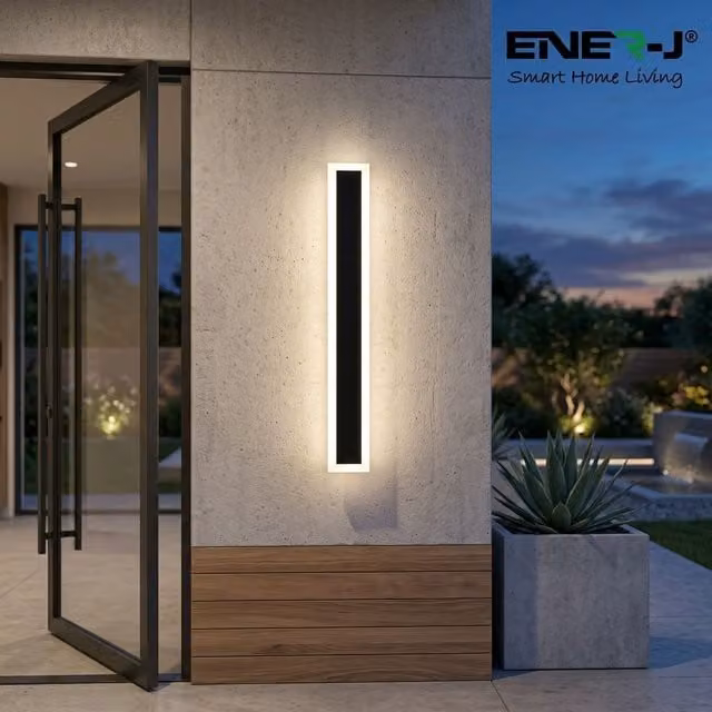 ENER-J Modern Rectangular Outdoor LED Wall Light, White, IP65 Dimmable CCT, 60 cm