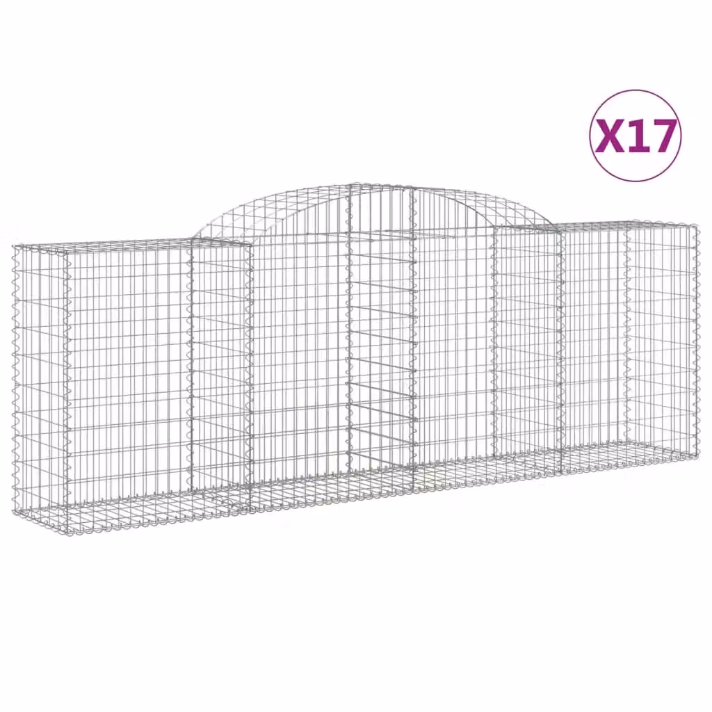 Berkfield Home Arched Gabion Baskets, 17 Piece Set, Silver Galvanised Steel, W: 300 cm, D: 50 cm, H: 100-120 cm – 2