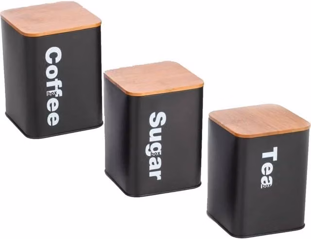PAWNORA Black Metal Kitchen Storage Canister Set