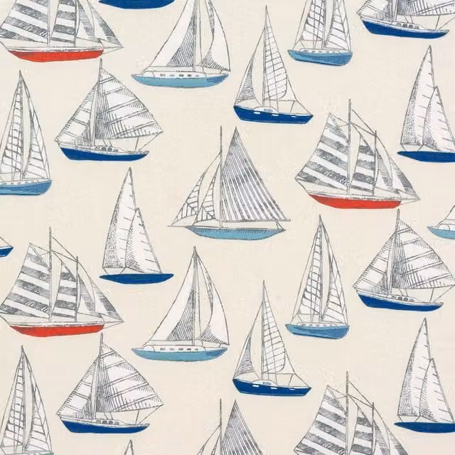 Terrys Ocean Yacht Fabric in Red, Blue and Multicolour