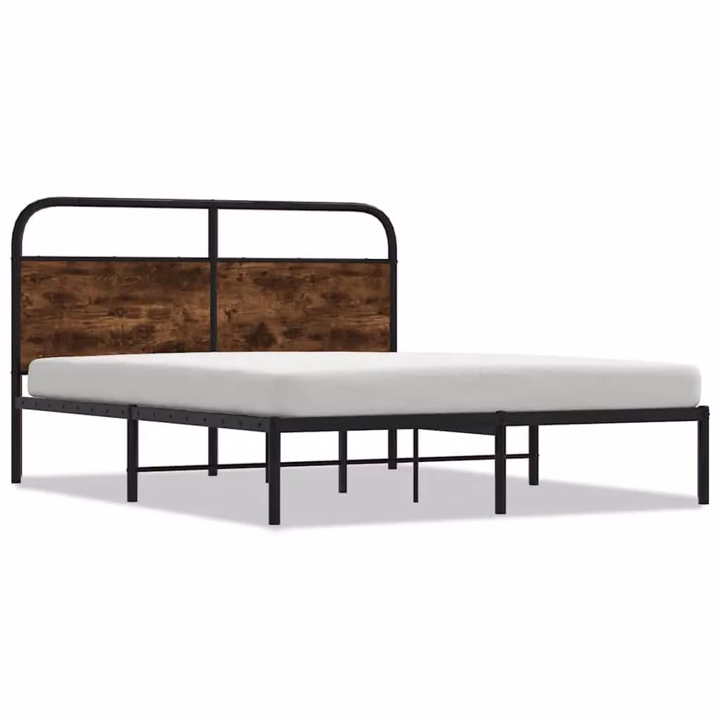 Berkfield Home King Size Bed Frame in Smoked Oak and Brown Engineered Wood, W/D/H: 150 x 200 cm – 2