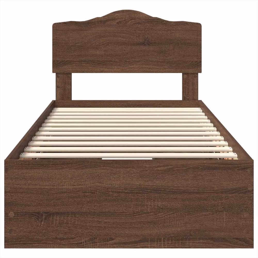 Berkfield Home Modern Bed Frame with Drawers in Brown Oak, Engineered Wood, W/D/H: 75 x 190 cm – 3