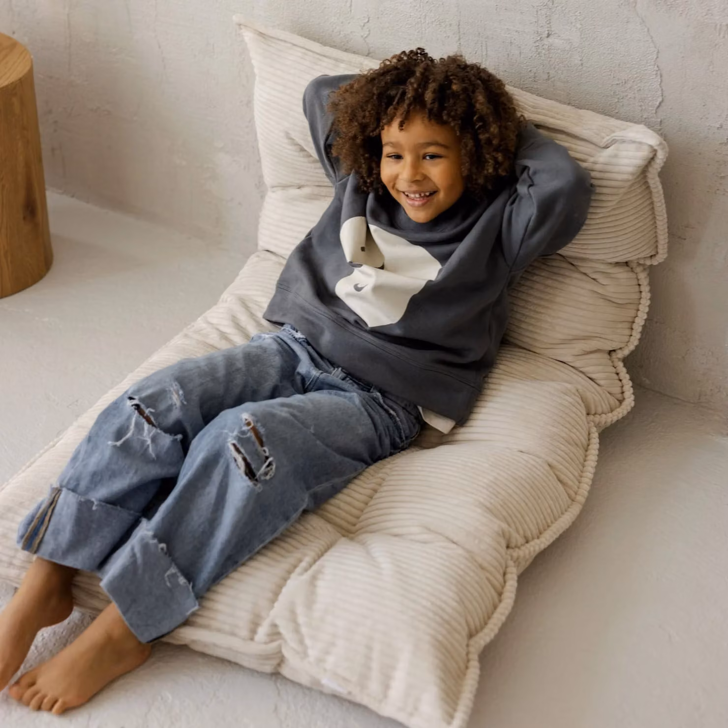 MiniCamp Corduroy Floor Cushion in Beige, W/D/H: 125 x 70 x 70 cm – 3