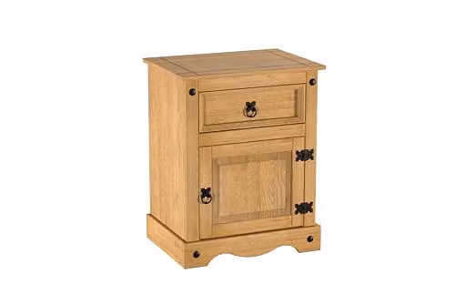 Birlea Corona Large 1 Door 1 Drawer Bedside Cabinet in Rustic Brown and Black Pine – 1