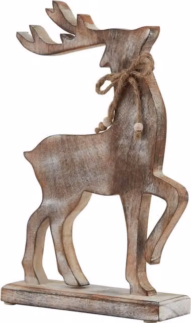Hill Interiors White Wash Collection Wooden Reindeer Decoration in Dark Brown