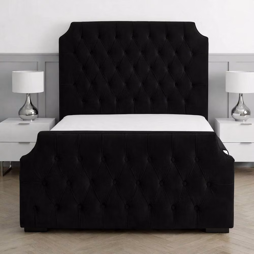 Living Comfort Bedz Westminster Upholstered Velvet Gas Lift Storage Bed in Black, Size: 120 x 200 cm – 2