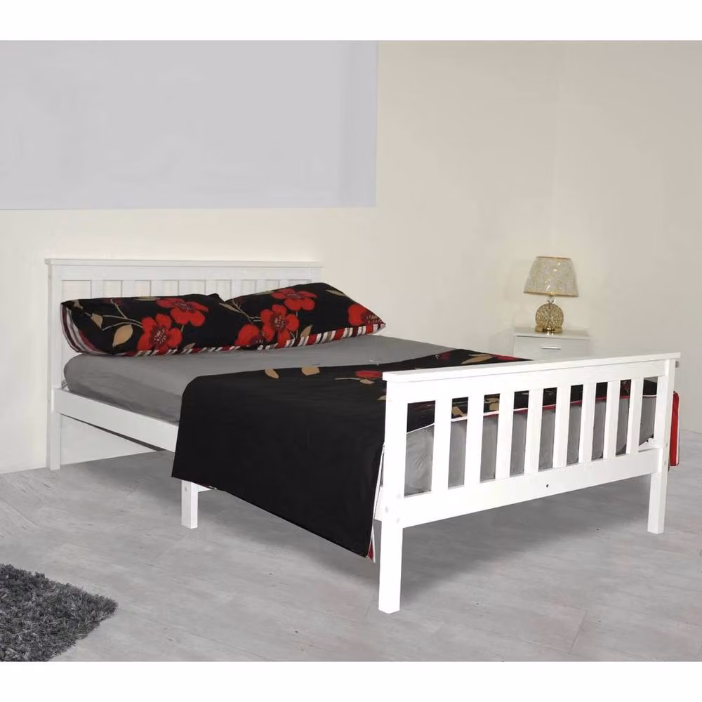 FLAVORA White Solid Pine Wooden Cot Bed Frame, W/D/H: 120 x 200 cm – 5