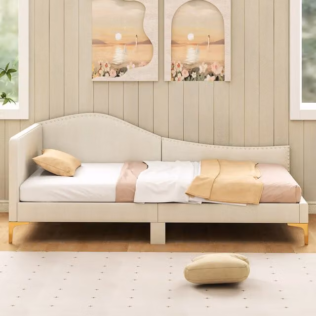 Costway Single Size Upholstered Daybed in White