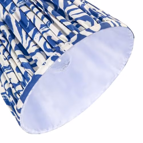 Happy Homewares Blue and White Vintage Pleated Cotton Fabric Cylinder Lamp Shade, W/D/H: 18 x 18 x 25 cm – 2
