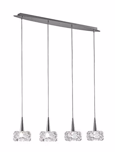 Netlighting O2 4 Light G9 Suspended Ceiling Pendant in Polished Chrome and Grey