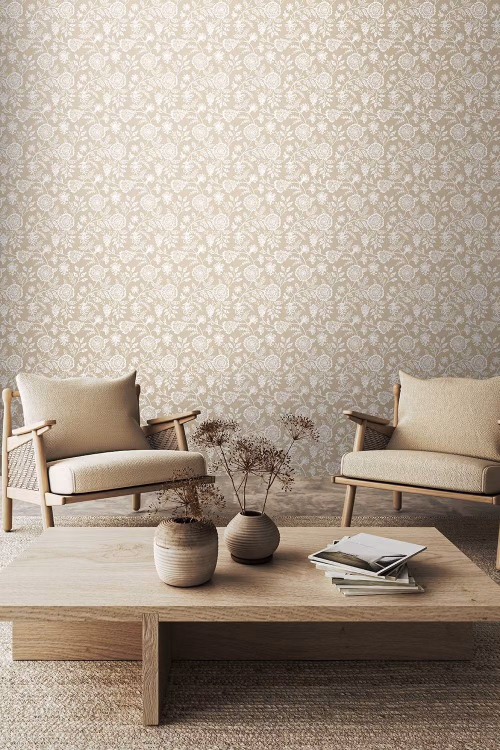 Hoopla Walls Evelyn Trail Botanical Floral Wallpaper in Grey, White and Beige, 10m Roll – 2
