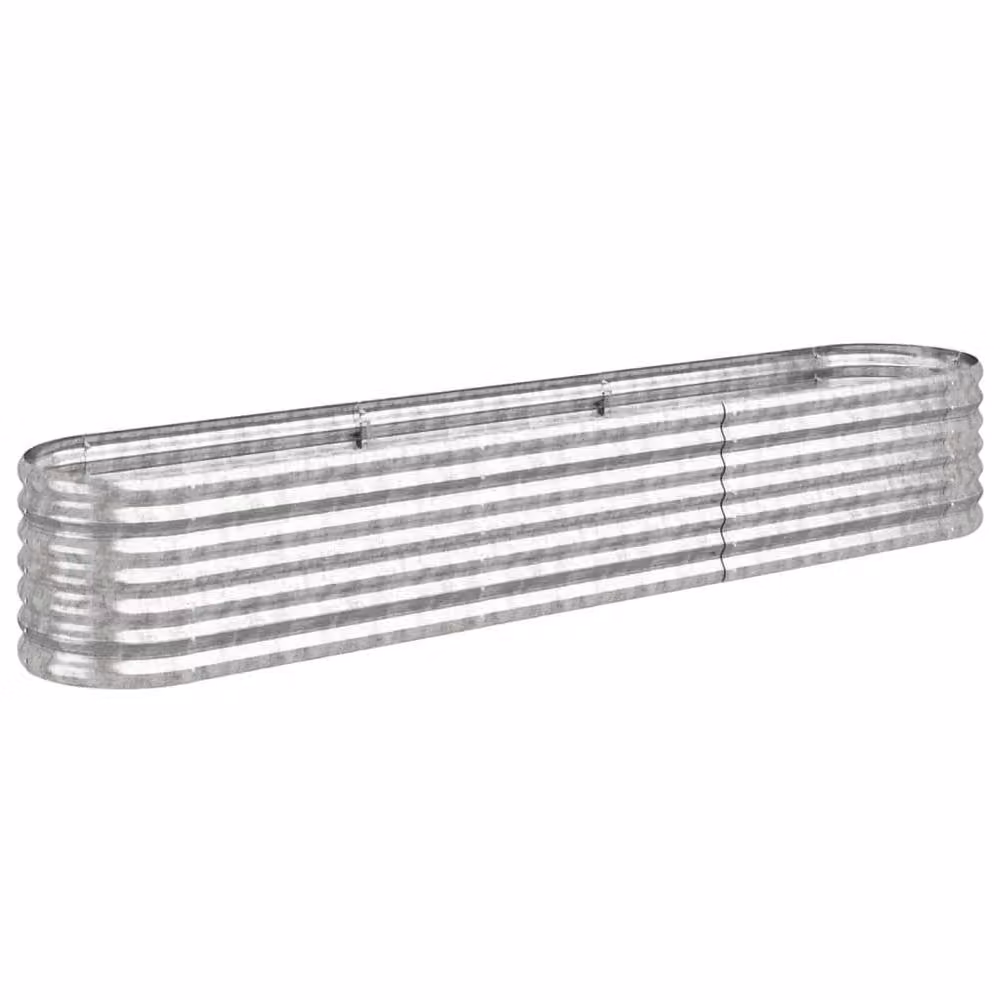 Berkfield Home Garden Raised Bed in Silver Powder-coated Steel, W/D/H: 224 x 40 x 36 cm – 3