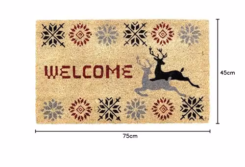 Coco&Coir Christmas Stag Coir Door Mat, Brown, W/D: 75 x 45 cm – 3