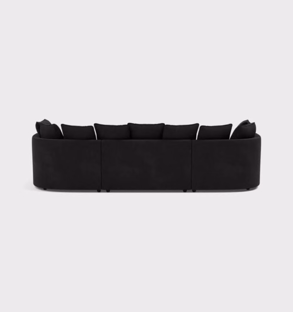 Home & Love Orlando Bishop U Shape Cinema Scatterback Corner Sofa in Black with Matching Ottoman and Scatter Cushions – 2