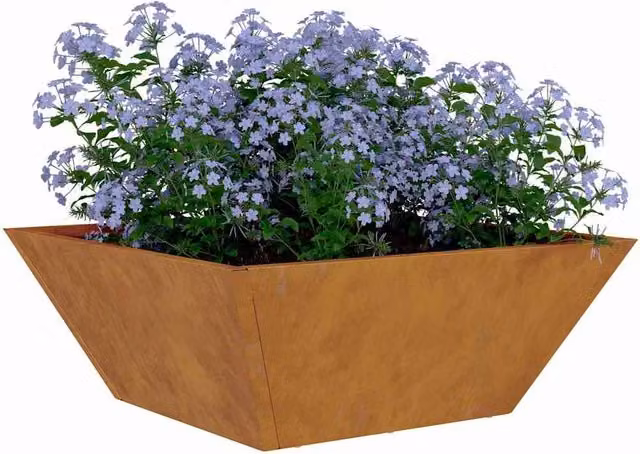 Berkfield Home Modern Garden Bowl Planters, 5 Piece Weathering Steel Set in Brown and Multicolour, W/D/H: 40 x 40 x 15 cm