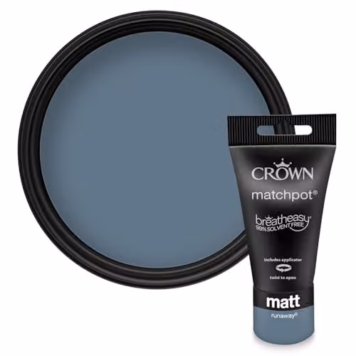 Crown Walls & Ceilings Bright Blue Matt Water Based Paint Tester Pot 40ml – 1