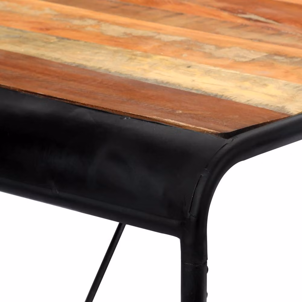 Berkfield Home Rectangular Industrial Dining Table in Multicolour Reclaimed Wood and Metal, W/D/H: 118 x 60 x 76 cm – 7