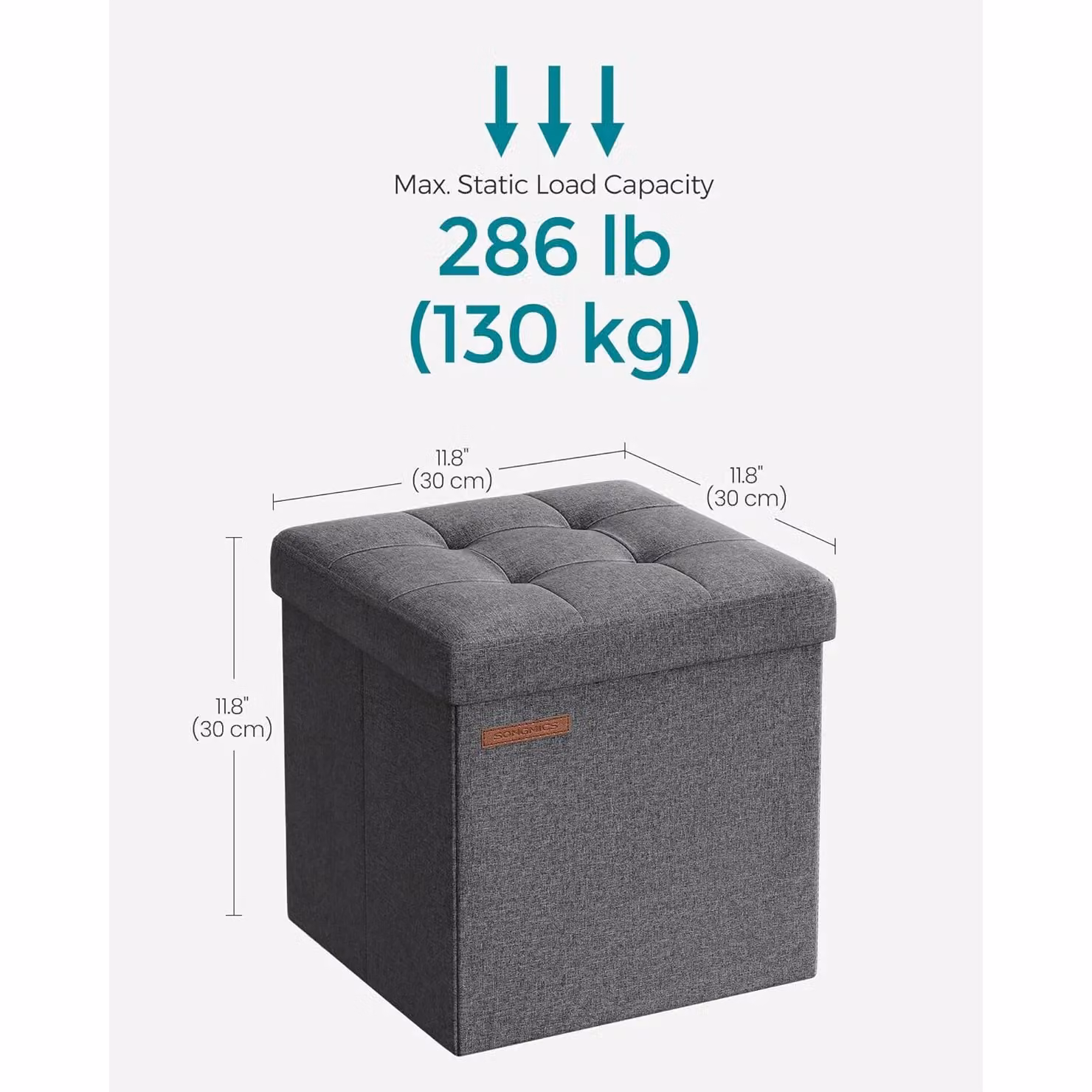 SONGMICS Set of 2 Small Storage Ottoman Benches and Footrest Stools in Dark Grey – 2